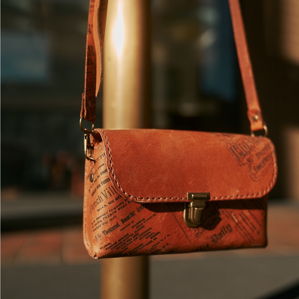 Leather crossbody handmade bag